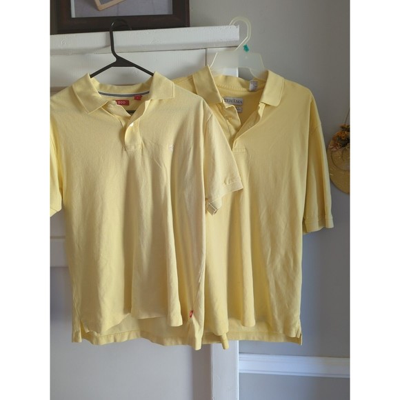 (2) Tehama IZOD Men's M Yellow Short Sleeve Polo Shirts - Picture 2 of 12